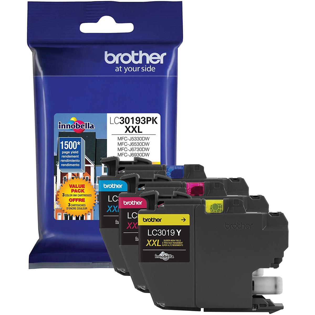 Image of Brother Cyan/Magenta/Yellow Super High Yield XXL Ink-Jet Cartridge Set