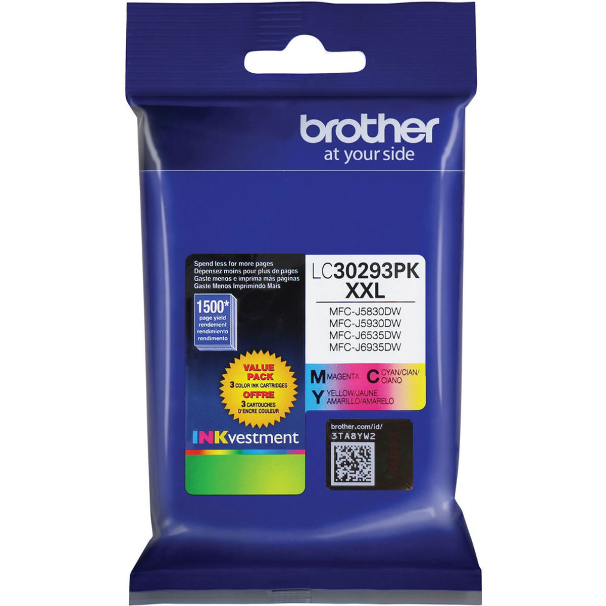 

Brother Cyan/Magenta/Yellow Super High Yield INKvestment Ink Cartridge, 3 Pack