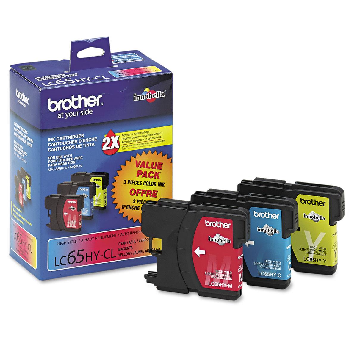 Image of Brother LC653PKS High Yield Cyan/Magenta/Yellow Ink Cartridges