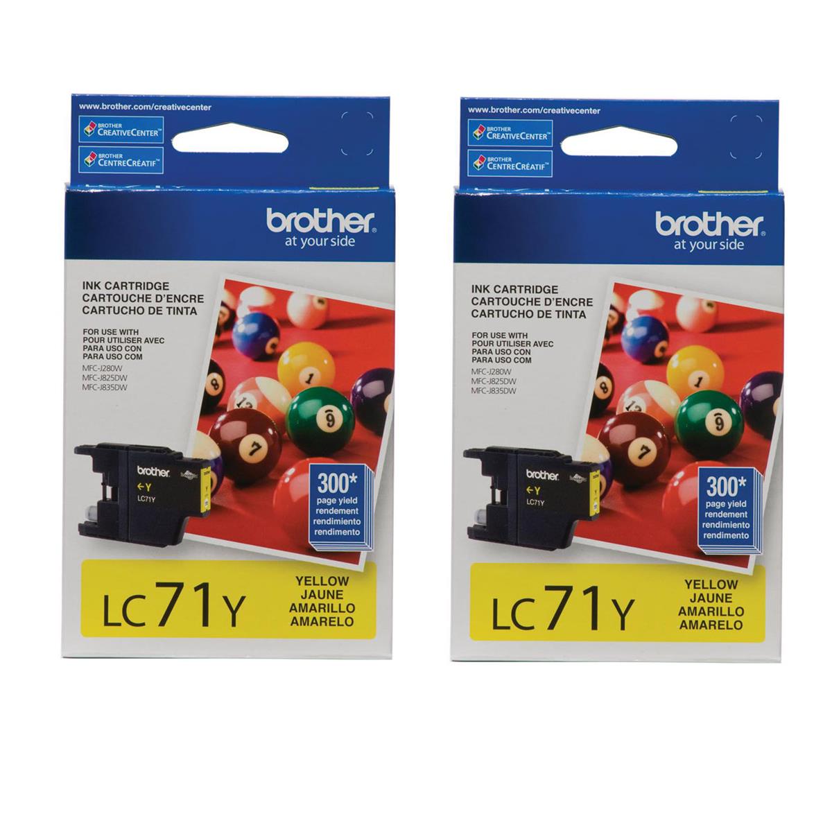 Image of Brother 2 Pack LC71 Innobella Standard Yield Yellow Ink Cartridge