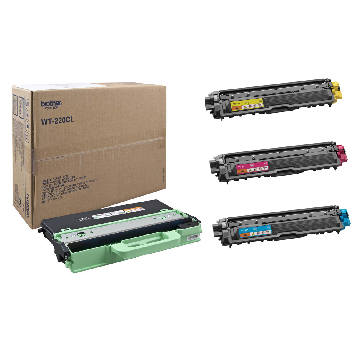 Image of Brother TN221 High Yield Laser Toner Cartridge Cyan/Magenta/Yellow/Waste Toner