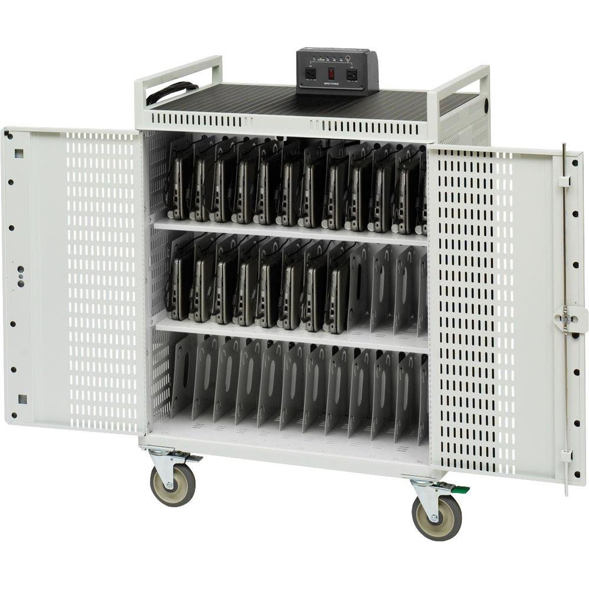 Image of Bretford 36 Unit Intelligent Netbook Cart with Push Handle and Casters