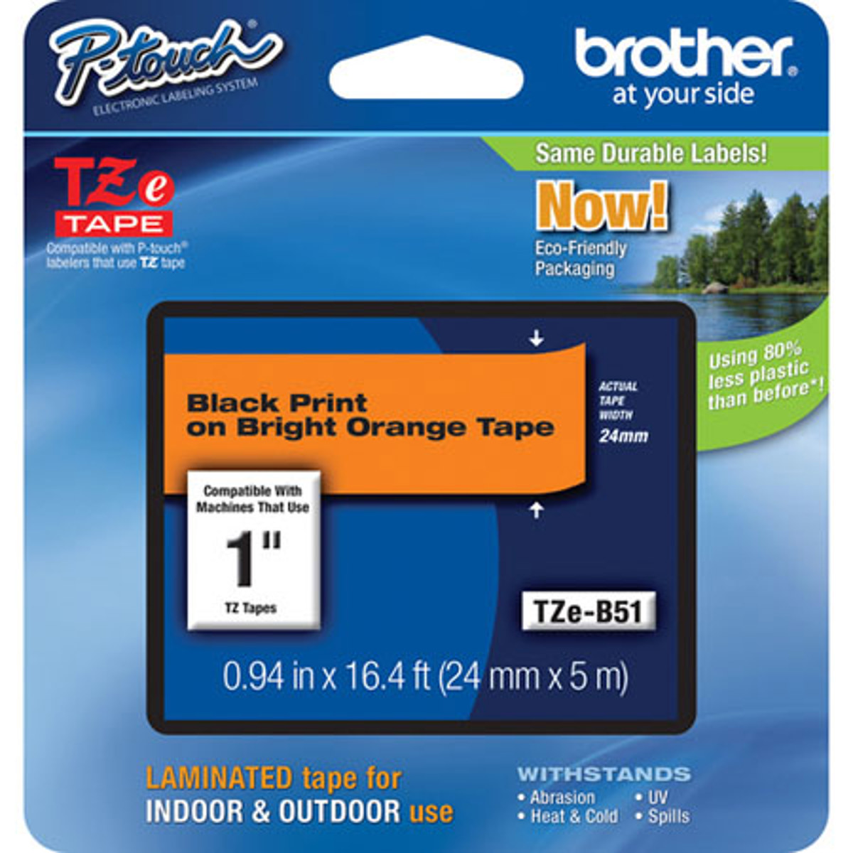 

Brother 0.94" Black on Fluorescent Orange Tape for P-Touch (16.4 ft)
