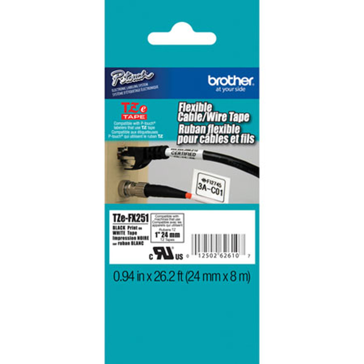 

Brother 0.94" Black on White Flexible ID Tape (26.2ft)