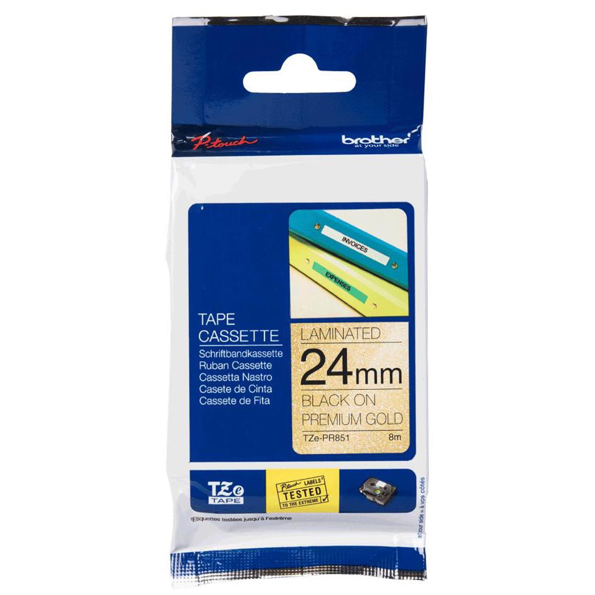 

Brother TZe-PR831 12mm (0.47") Black on Premium Gold Labeling Tape, 26.2'