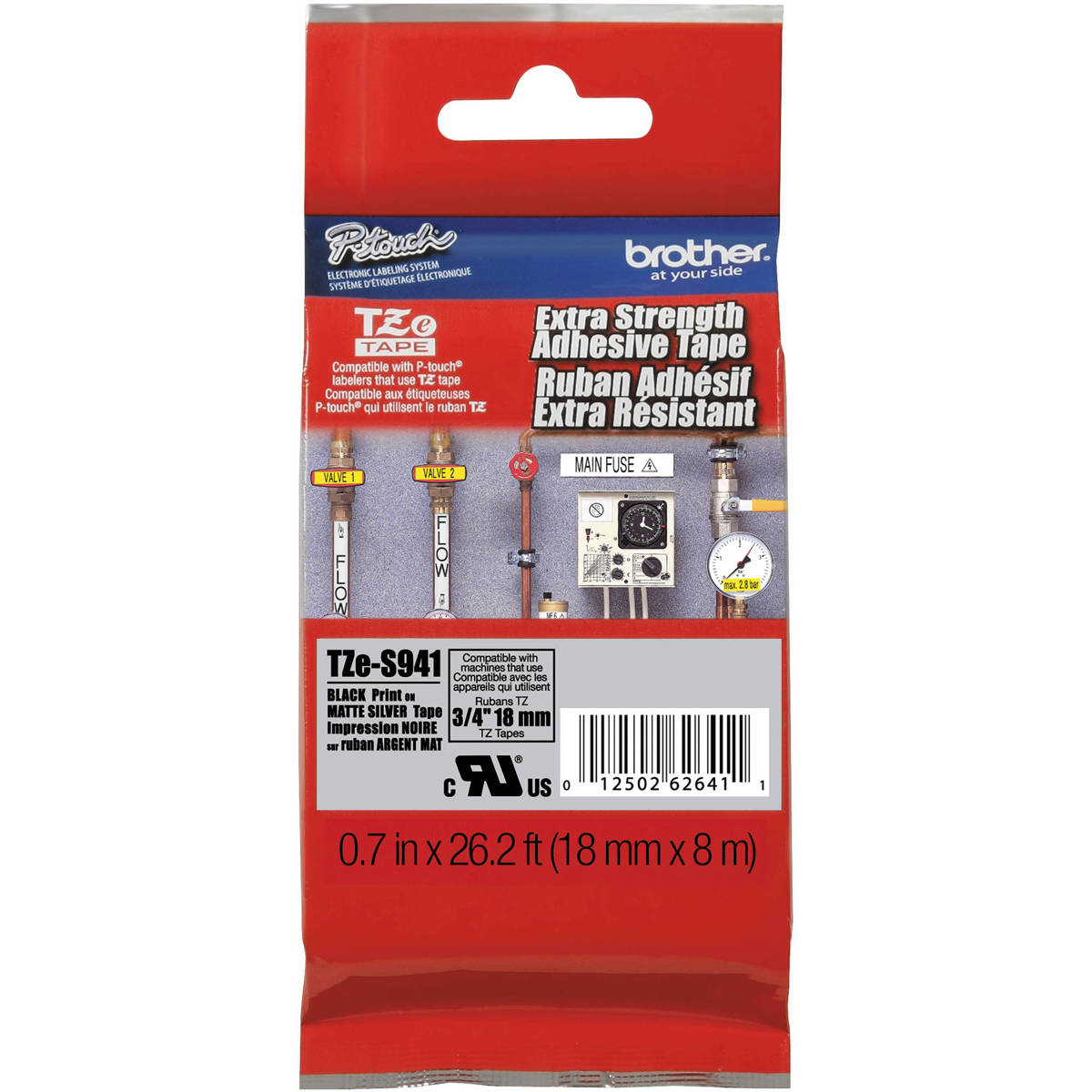 

Brother 0.7" Laminated Tape with Extra Strength Adhesive, Black on Matte Silver