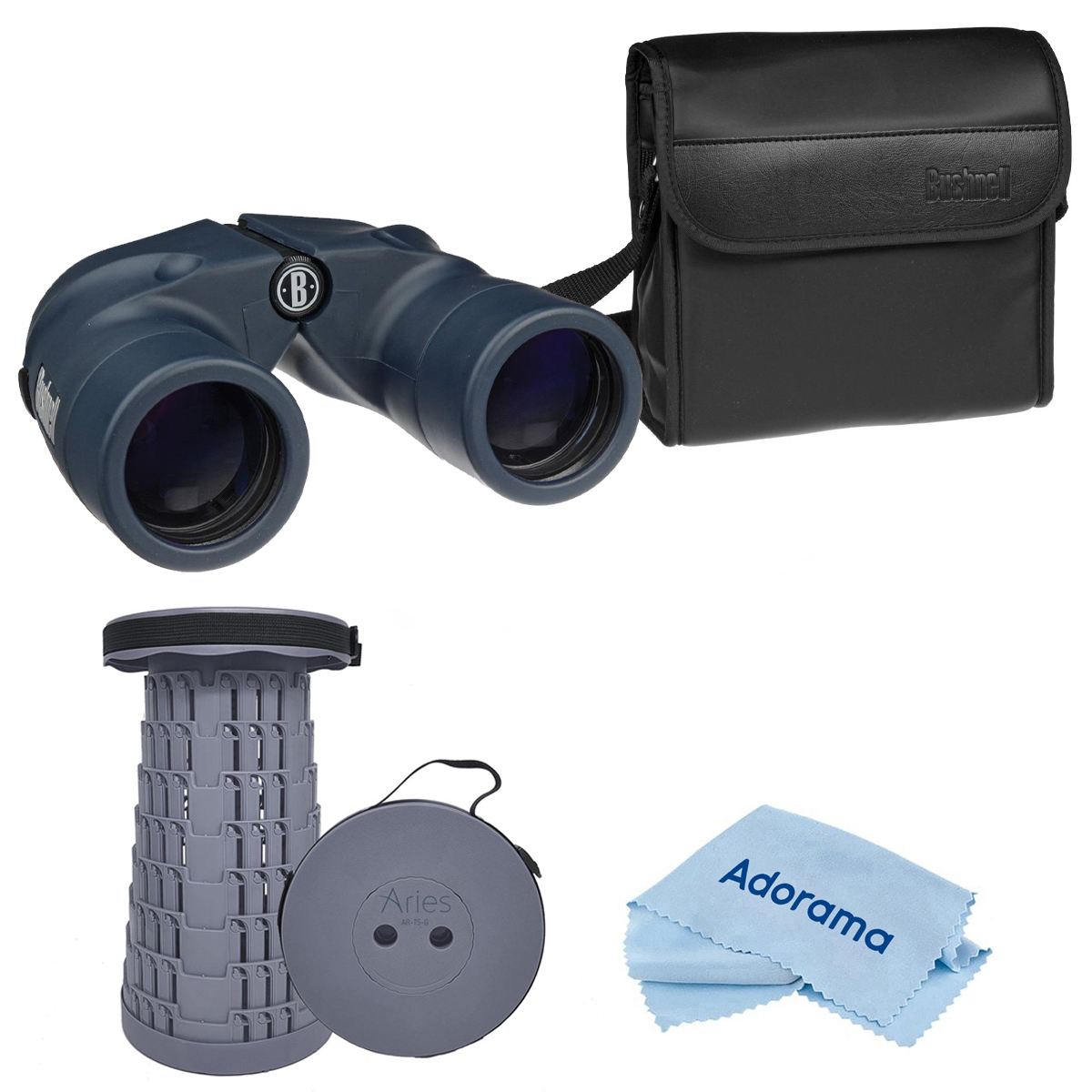 

Bushnell 7x50 Marine Porro Prism Binoculars, Black, with Telescoping Stool/Chair