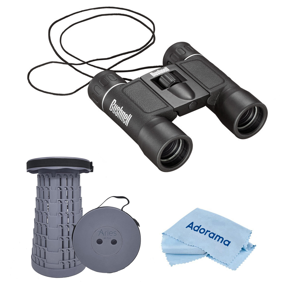 

Bushnell 8x21 Powerview Roof Prism Binoculars, Black, w/Telescoping Stool/Chair