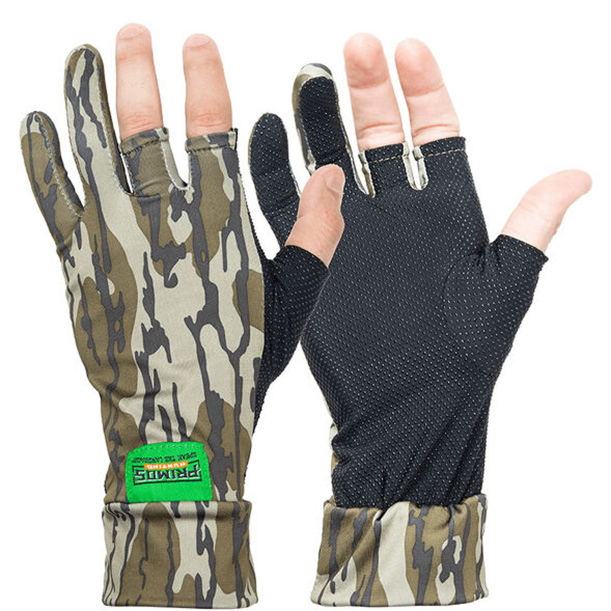 

Bushnell Stretch Fit Fingerless Sure Grip Gloves, Mossy Oak Bottomland Camo