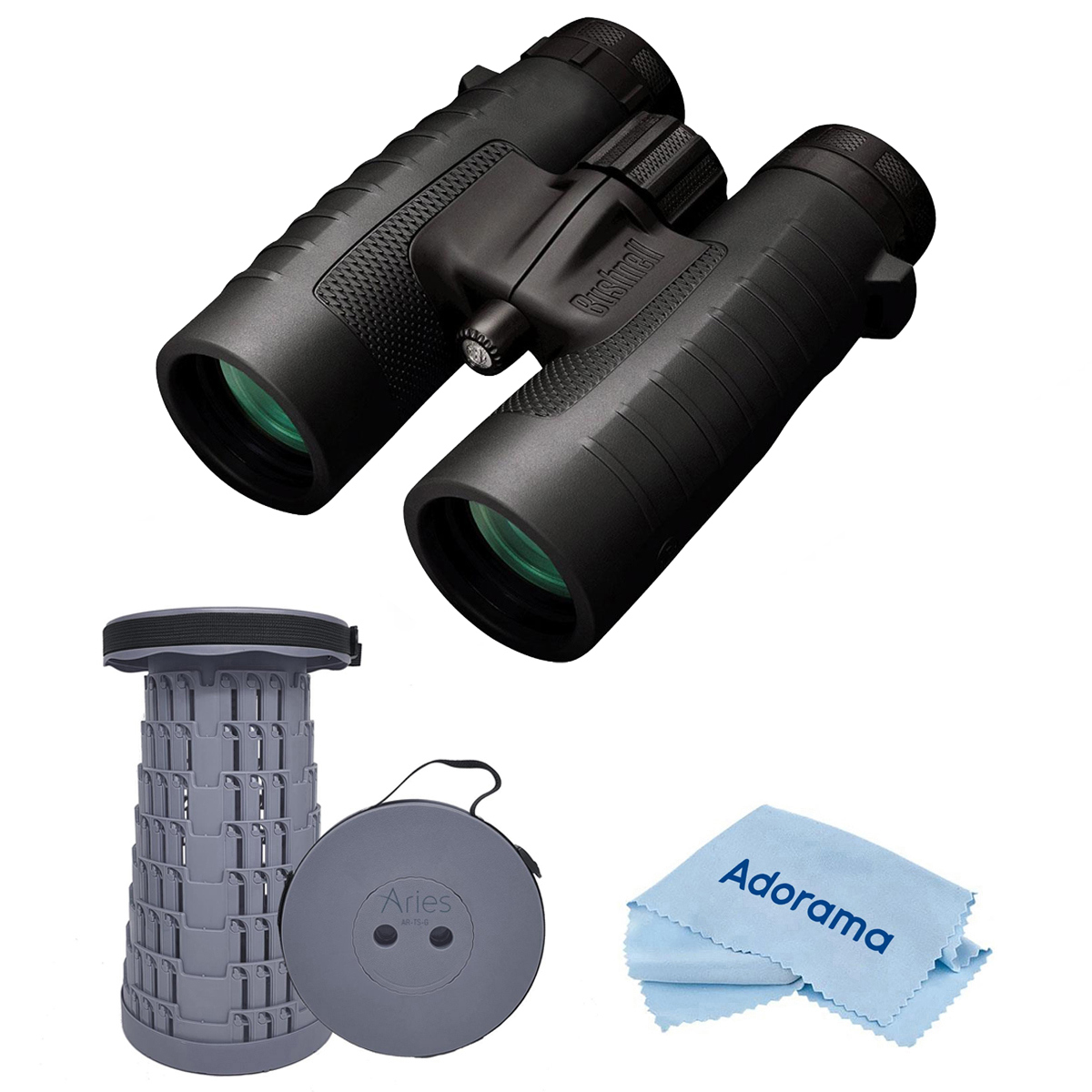 Bushnell 10x42 Trophy XLT Roof Prism Binoculars,Black, w/Telescoping Stool/Chair