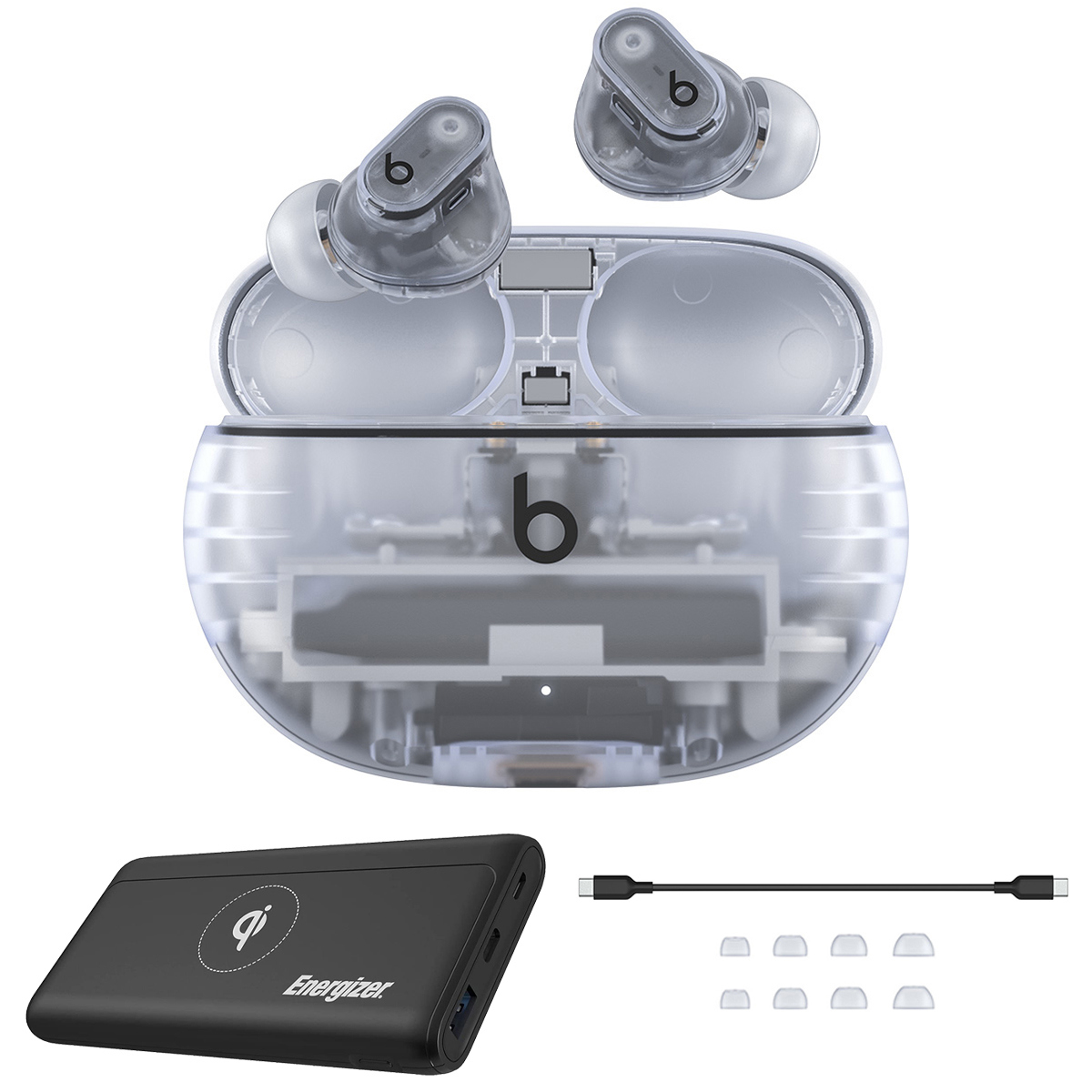 

Beats by Dr. Dre Beats Studio Buds + Earbuds, Transparent with Power Bank