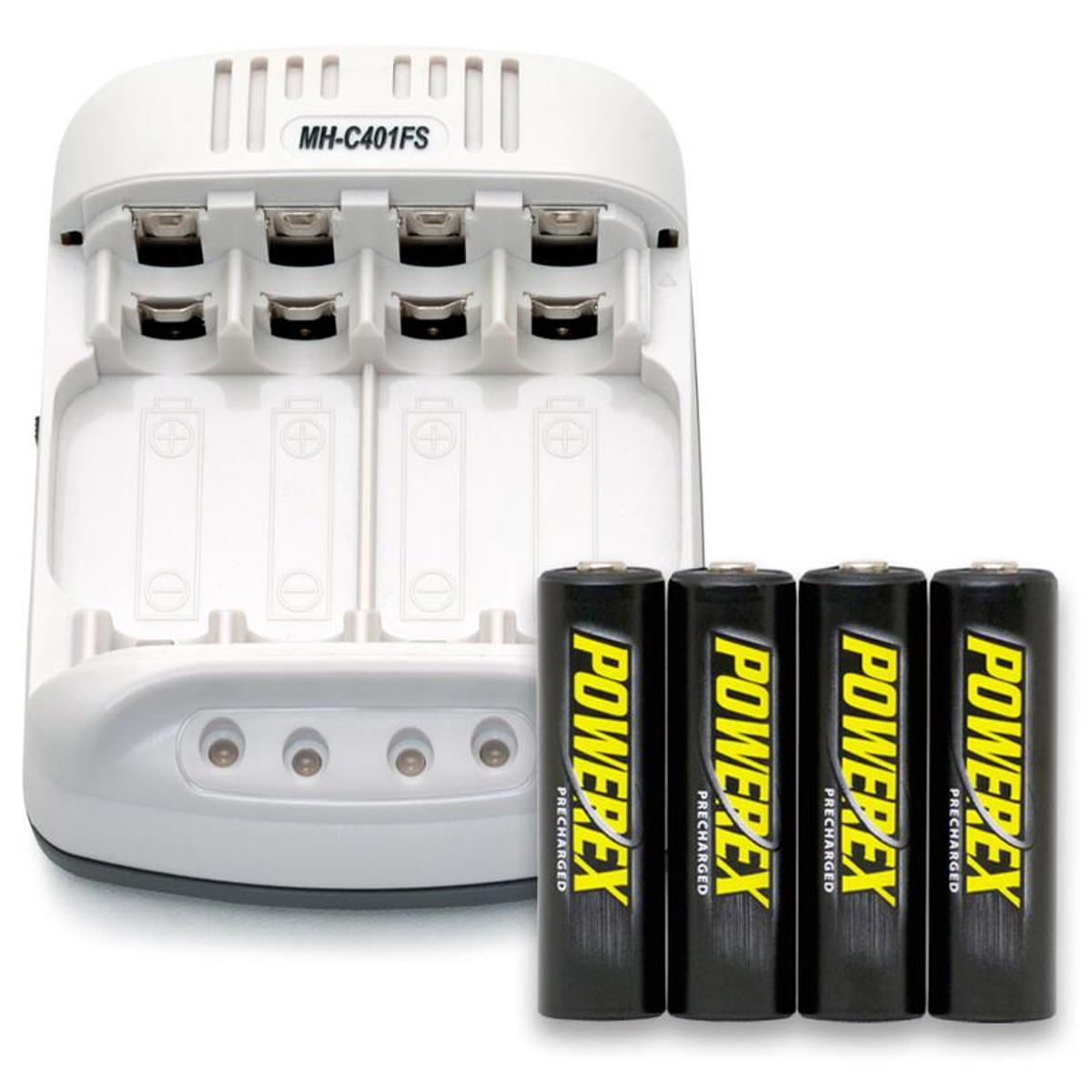 

Maha MH-C401FS 100 Min Charger & 4x Powerex AA 2600 mAh Batteries with Case