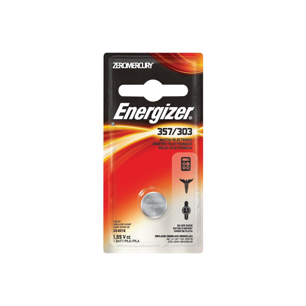 Image of Energizer 357/303 1.5V Silver Oxide Zero-Mercury Battery