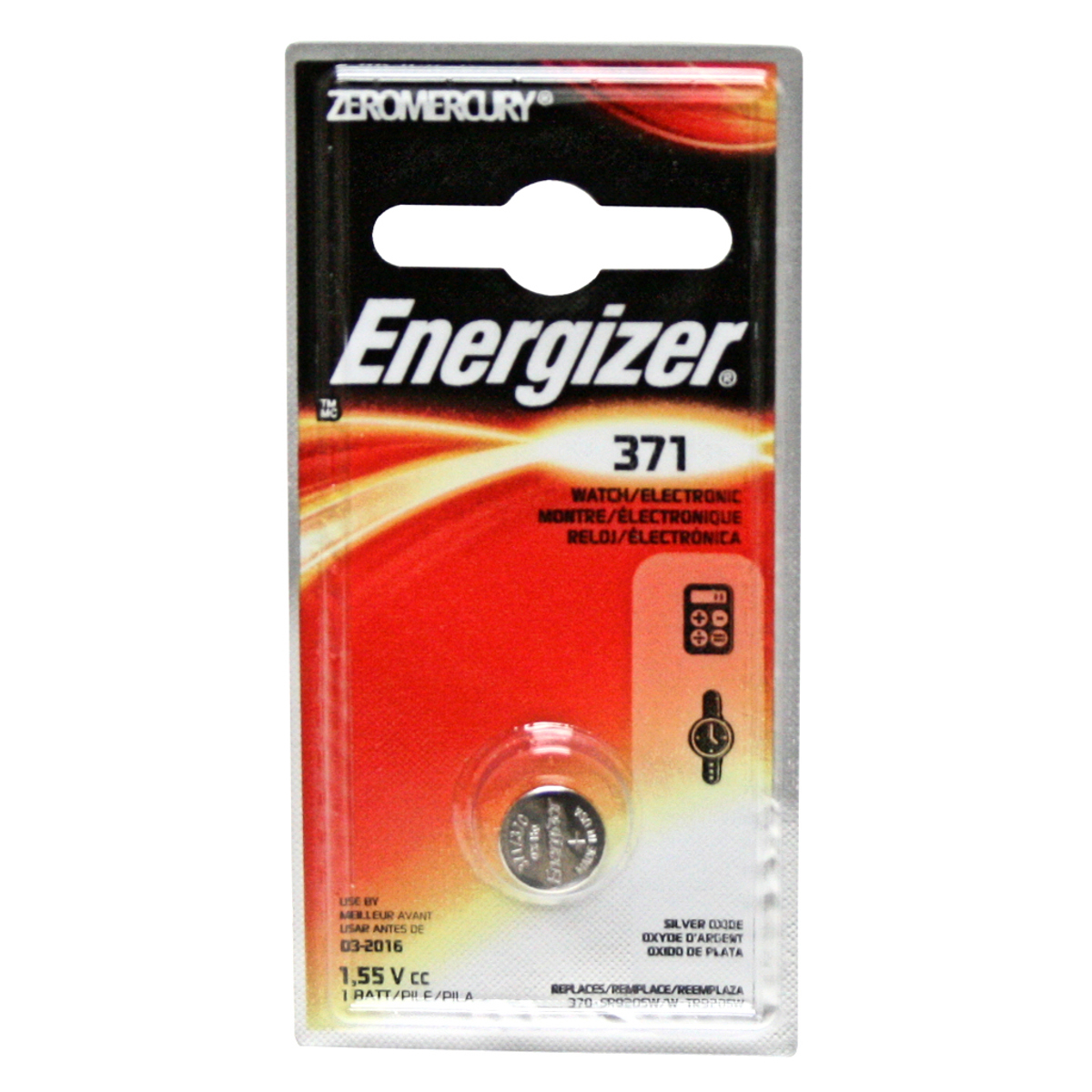 Image of Energizer 371 1.5V Zero-Mercury Silver Oxide Battery