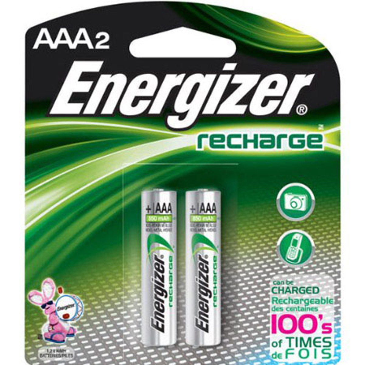 

Energizer AAA 700mAh Rechargeable NiMH Battery, 2-Pack