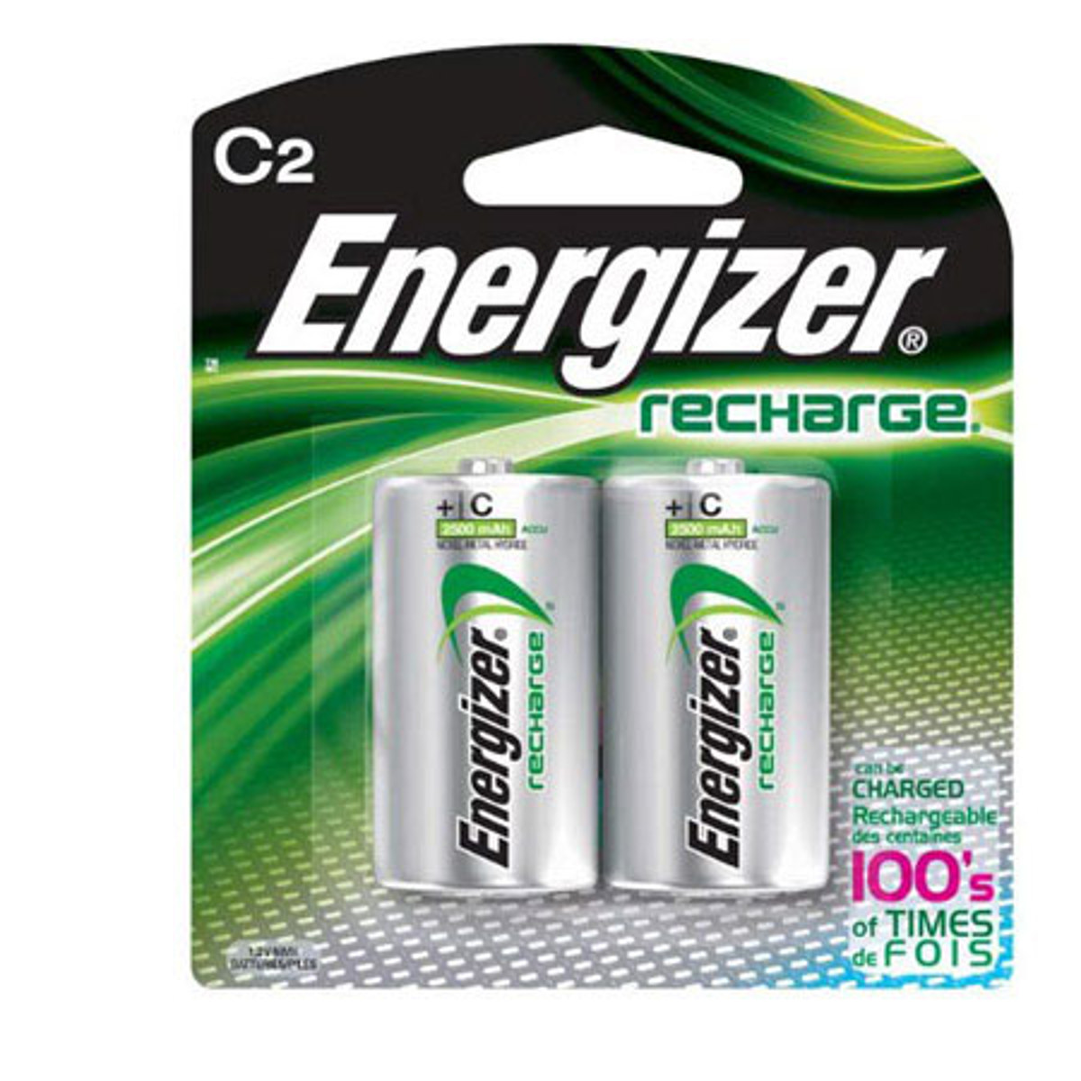 

Energizer 1.2V 2500mAh Rechargeable Ni-MH C Battery, 2-Pack