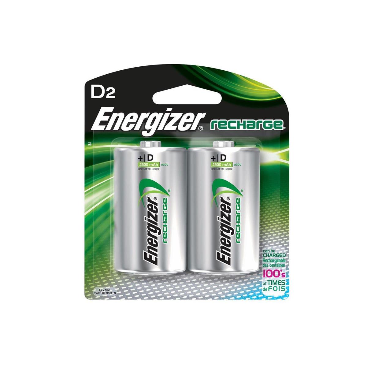 Image of Energizer D 1.2V 2500mAh Rechargeable NiMH Battery