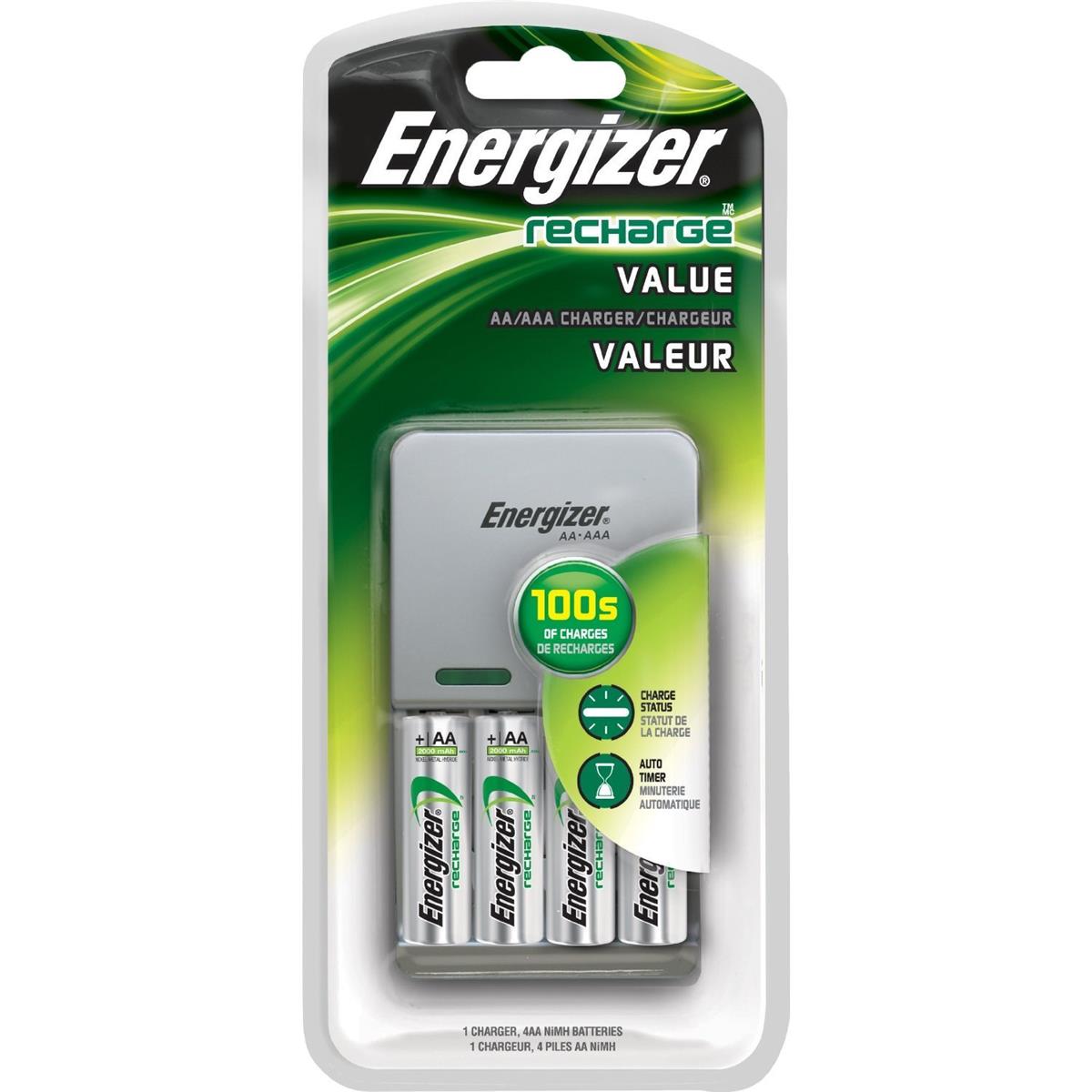 Image of Energizer 4x AA NiMH Batteries with 4-Position Charger