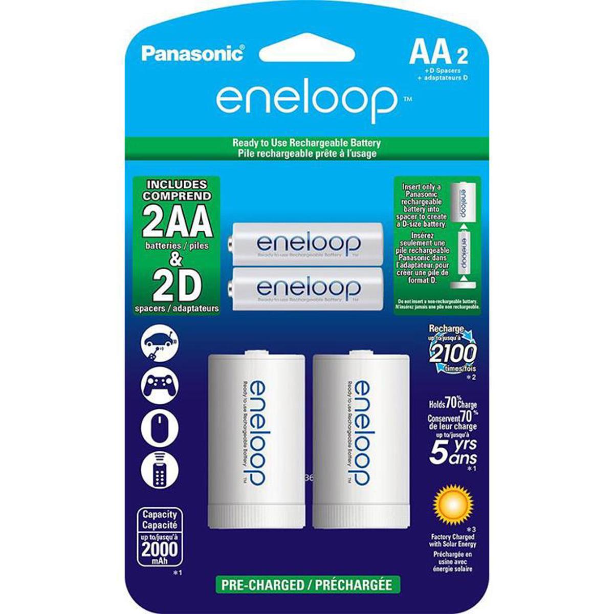 

Panasonic Eneloop AA 1.5V 2000mAh Rechargeable Ni-MH Battery, 2-Pack