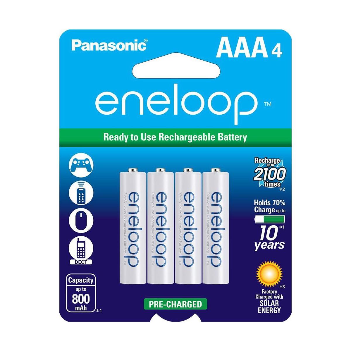 

Panasonic Eneloop AAA 800mAh Rechargeable Ni-MH Battery, 4-Pack