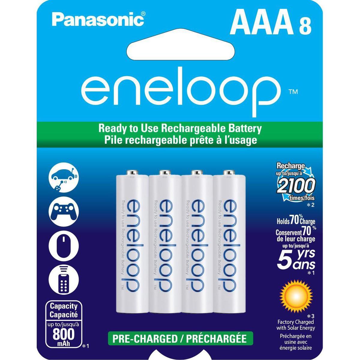 

Panasonic Eneloop AAA 800mAh Rechargeable Ni-MH Battery, 8-Pack