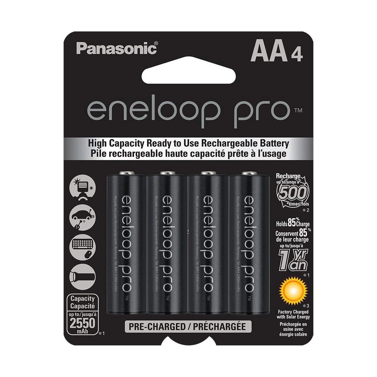 

Panasonic Eneloop Pro AA 1.2V 2550mAh Rechargeable Ni-MH Battery, 4-Pack