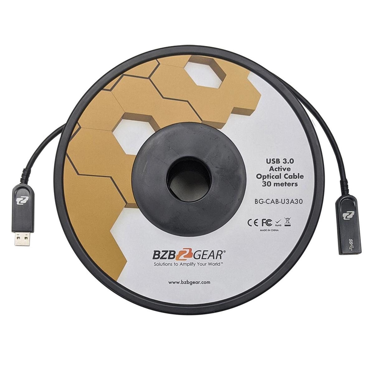 

BZB GEAR BZBGEAR BG-CAB-U3A30 USB 3.0 AM/AF Active Optical Extension Cable, 100'