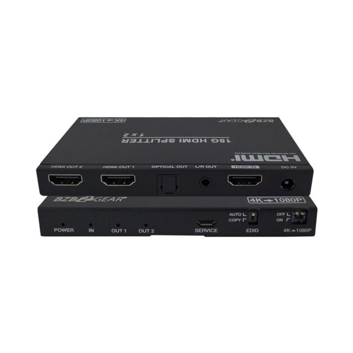 

BZB GEAR BG-DA-1X2AS 2-Port 4K 60Hz HDMI Splitter with Down-Scaler