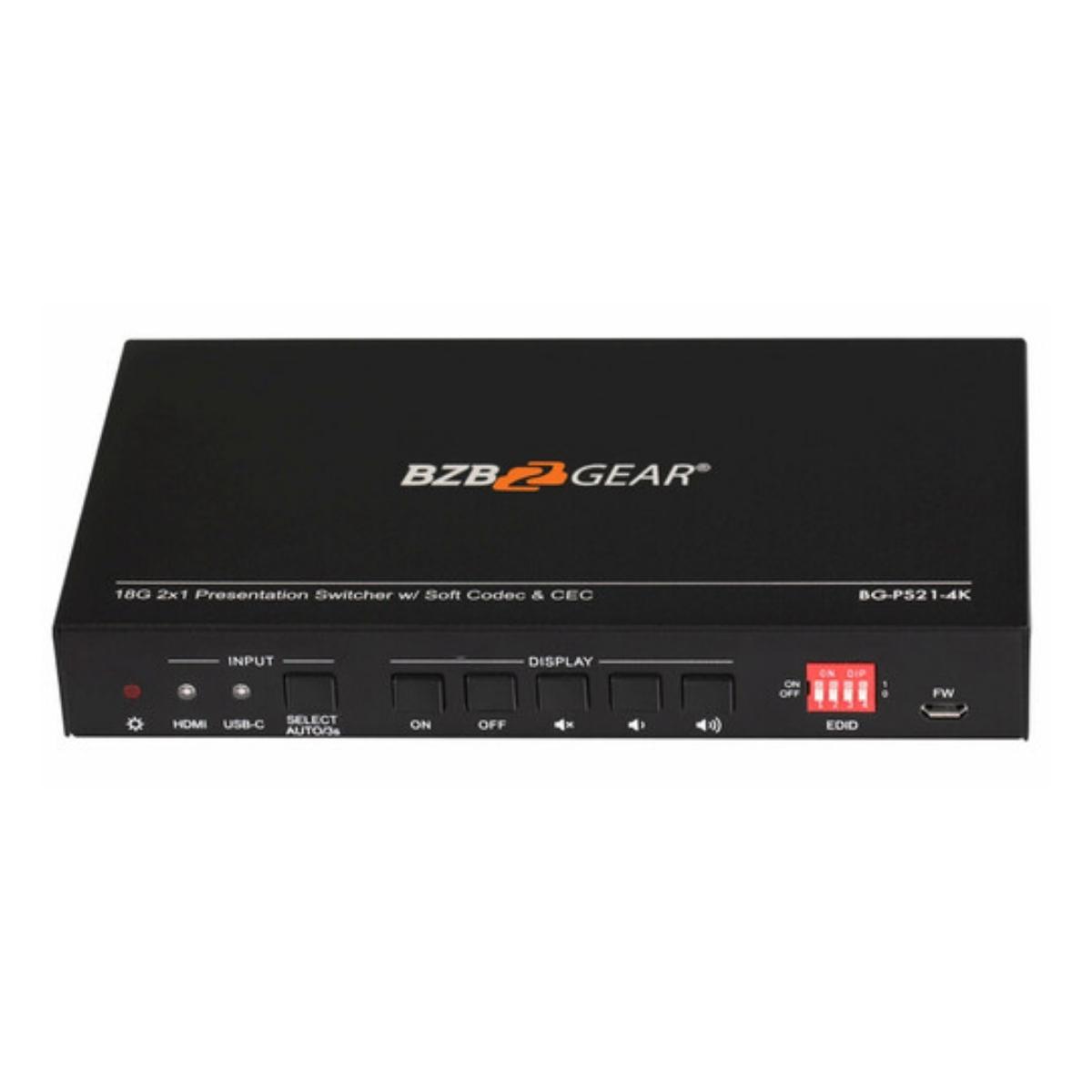 

BZB GEAR BG-PS21-4K 2x1 4K KVM Presentation Switcher with HDMI/USB-C/USB 3.0