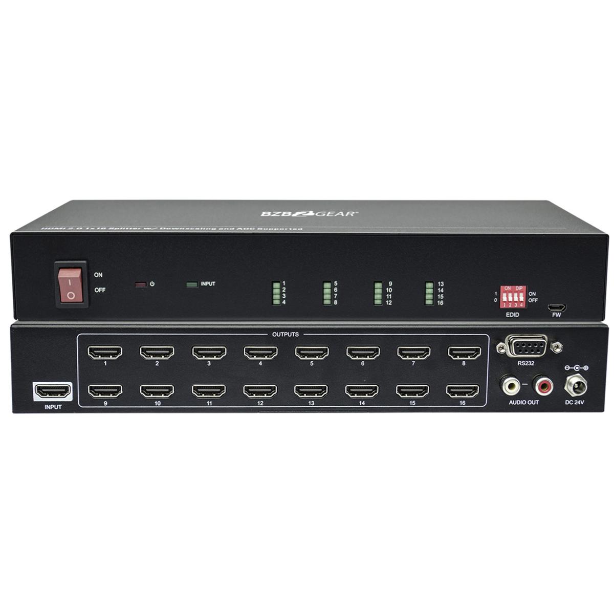 

BZB GEAR BZBGEAR BG-UHD-DA1X16 1x16 HDMI V2.0 Splitter with Downscaling and AOC Supported