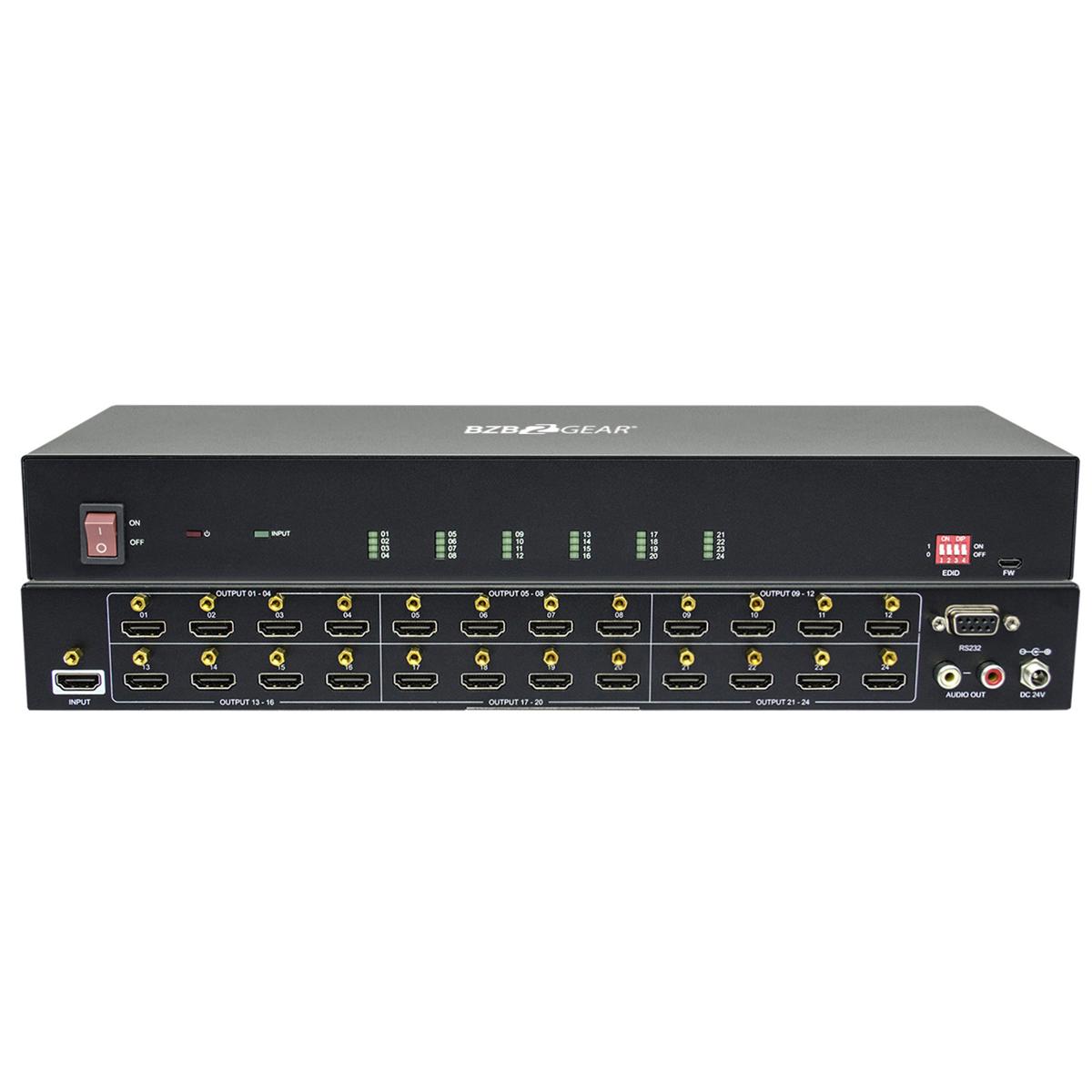 

BZB GEAR BZBGEAR BG-UHD-DA1X24 1x24 HDMI V2.0 Splitter with Downscaling and AOC Supported