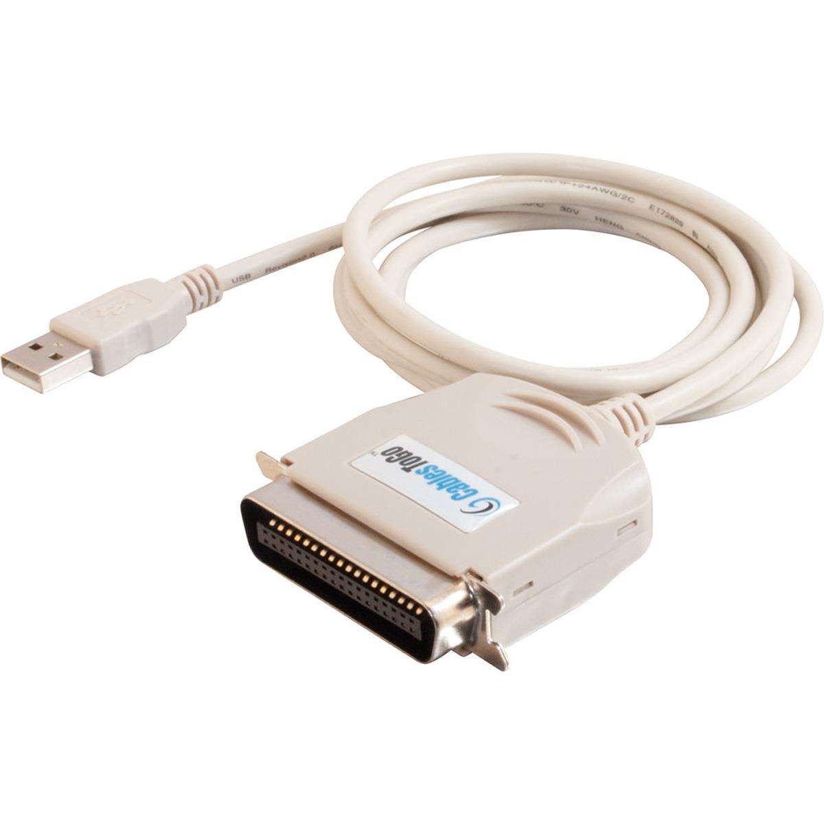 Image of C2G Cable to Go 6.0'/1.82m USB IEEE-1284 Parallel Printer Adapter