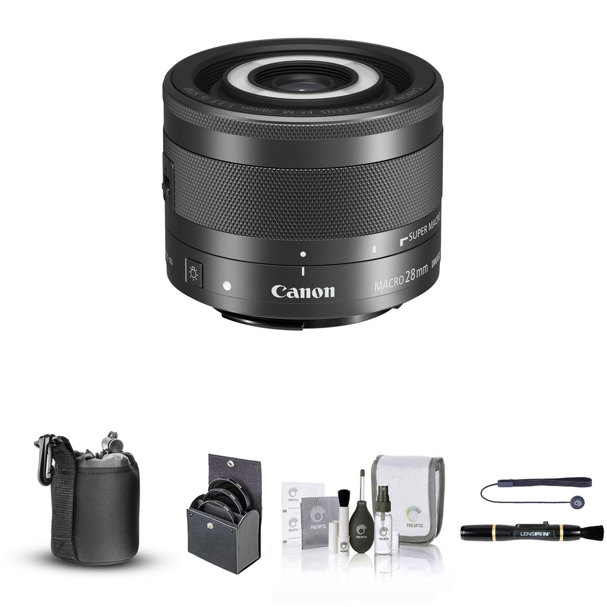 

Canon EF-M 28mm f/3.5 Macro IS STM Lens with Essential Accessories Kit