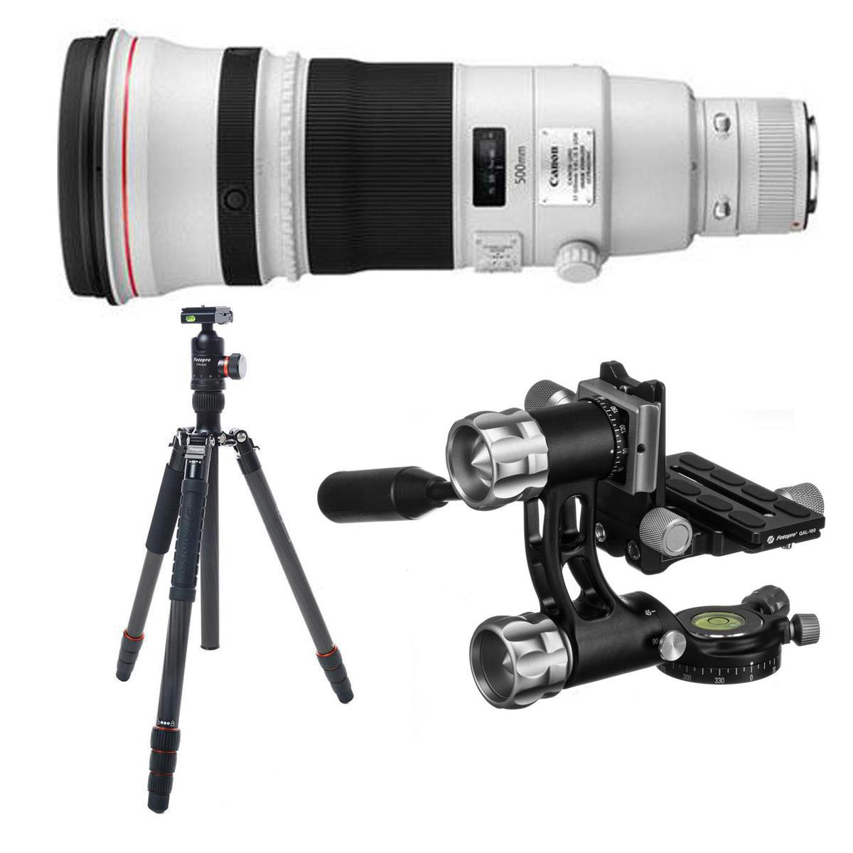 

Canon EF 500mm f/4L IS II USM Lens with FotoPro X-Go Max Carbon Fiber Tripod Kit