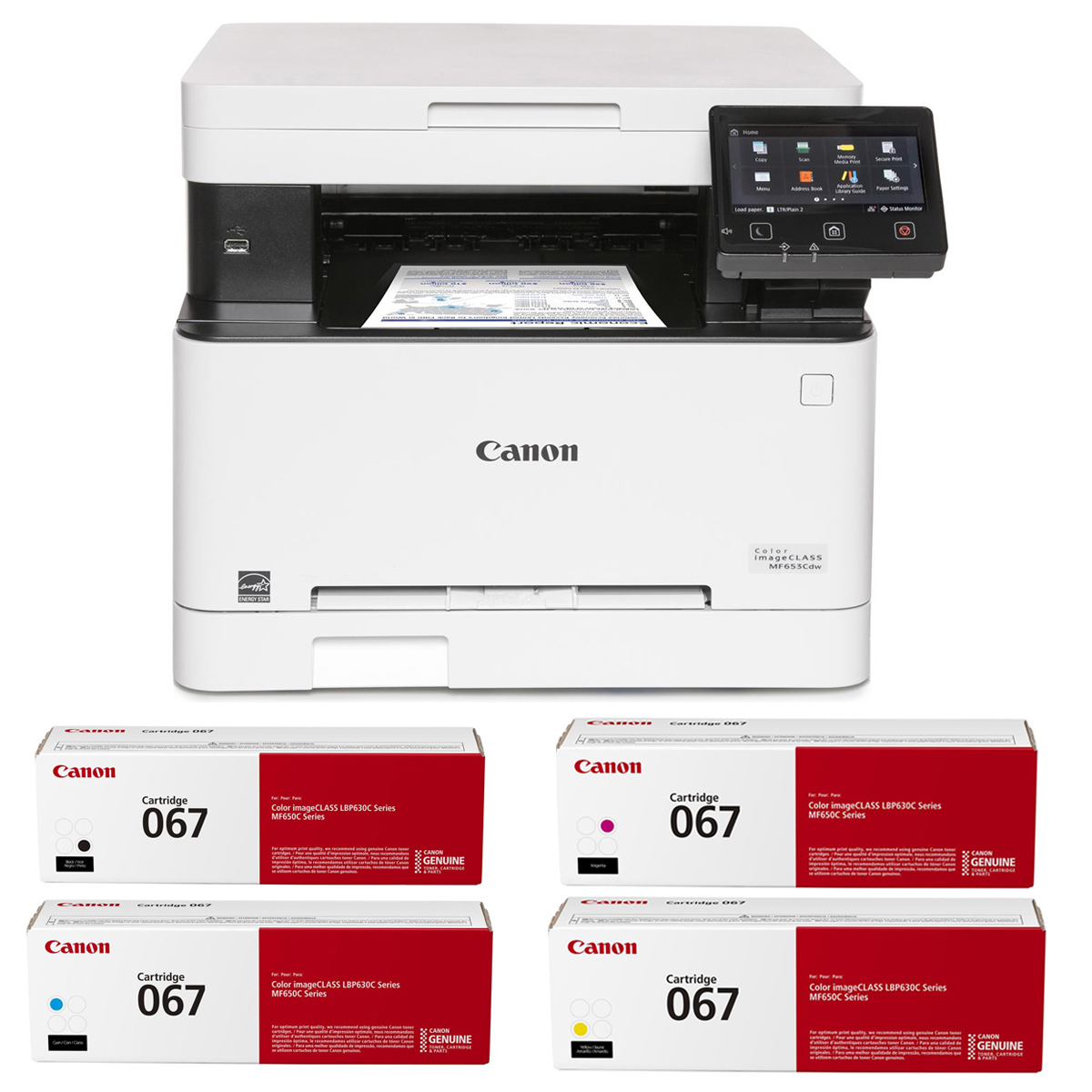 Canon imageCLASS MF653Cdw AIO Printer w/Black, Cyan, Magenta, Yellow Cartridges -  5158C007 KT