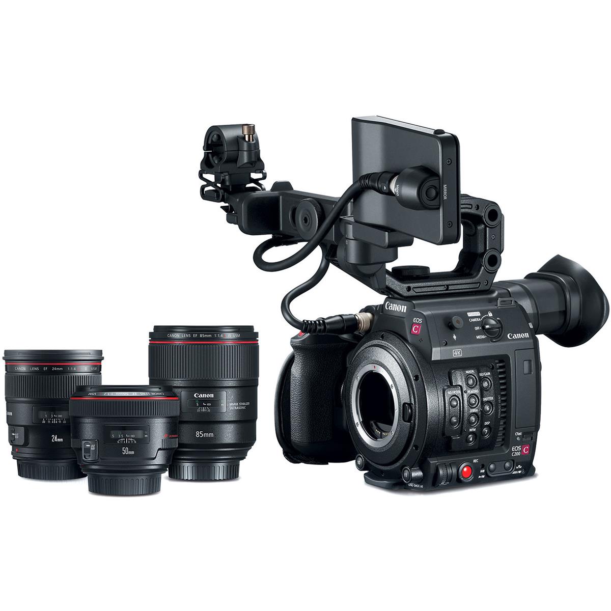 Image of Canon EOS C200 8.85MP EF Mount 4K UHD Cinema Camera with Prime Lens Bundle