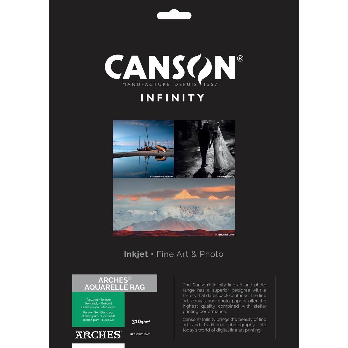 

Canson Infinity ARCHES Aquarelle Rag White Matte Inkjet Paper, 8.5x11",25 Sheets