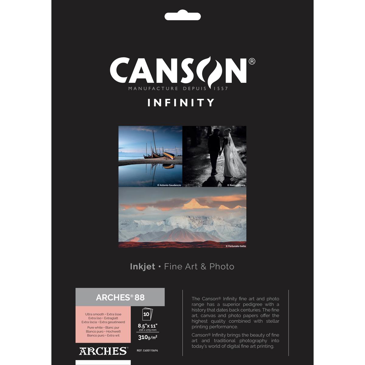 

Canson Infinity ARCHES 88 Pure White Matte Inkjet Paper, 8.5x11", 10 Sheet