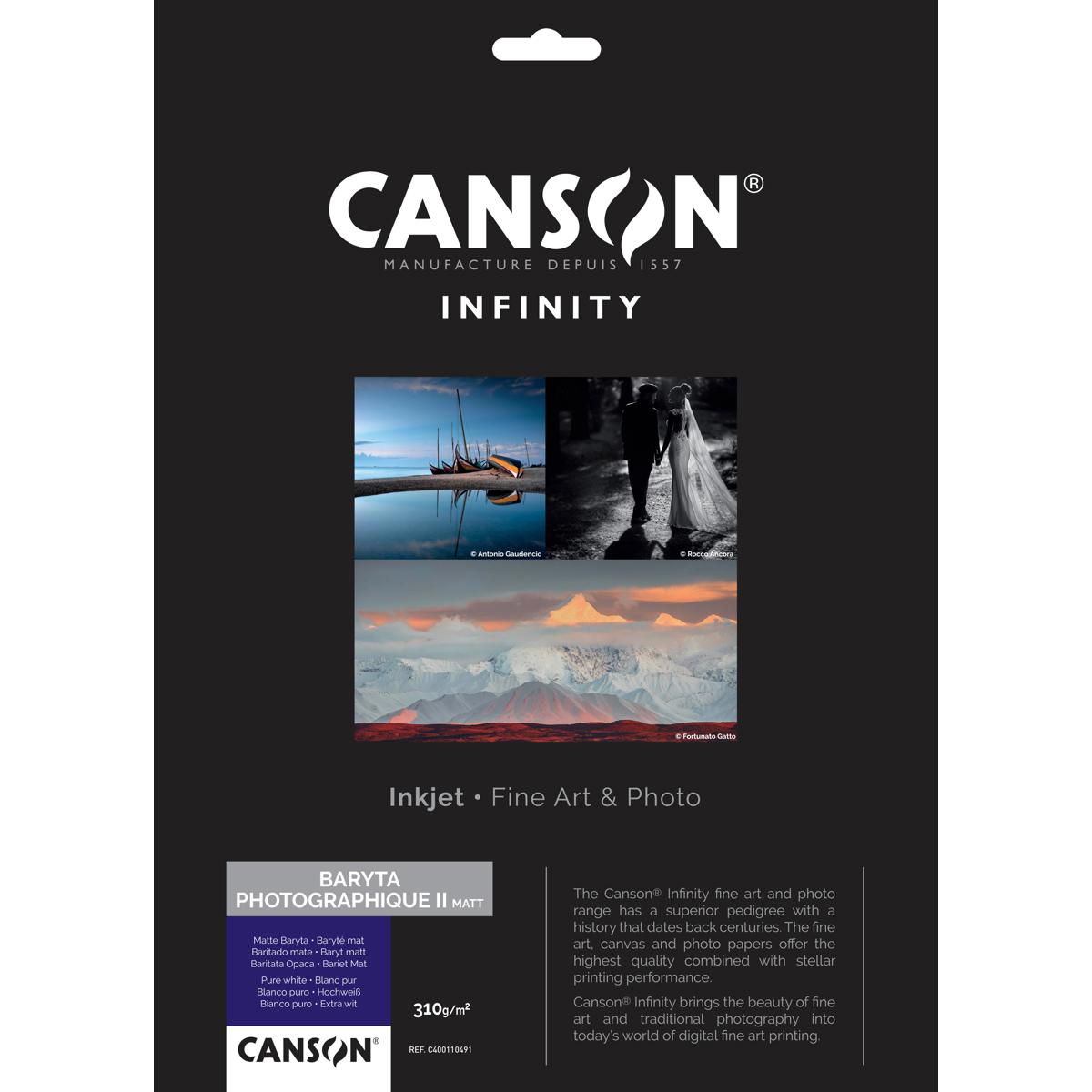 

Canson Infinity Baryta Photographique II Matte Paper, 310gsm, 17x22", 25 Sheets
