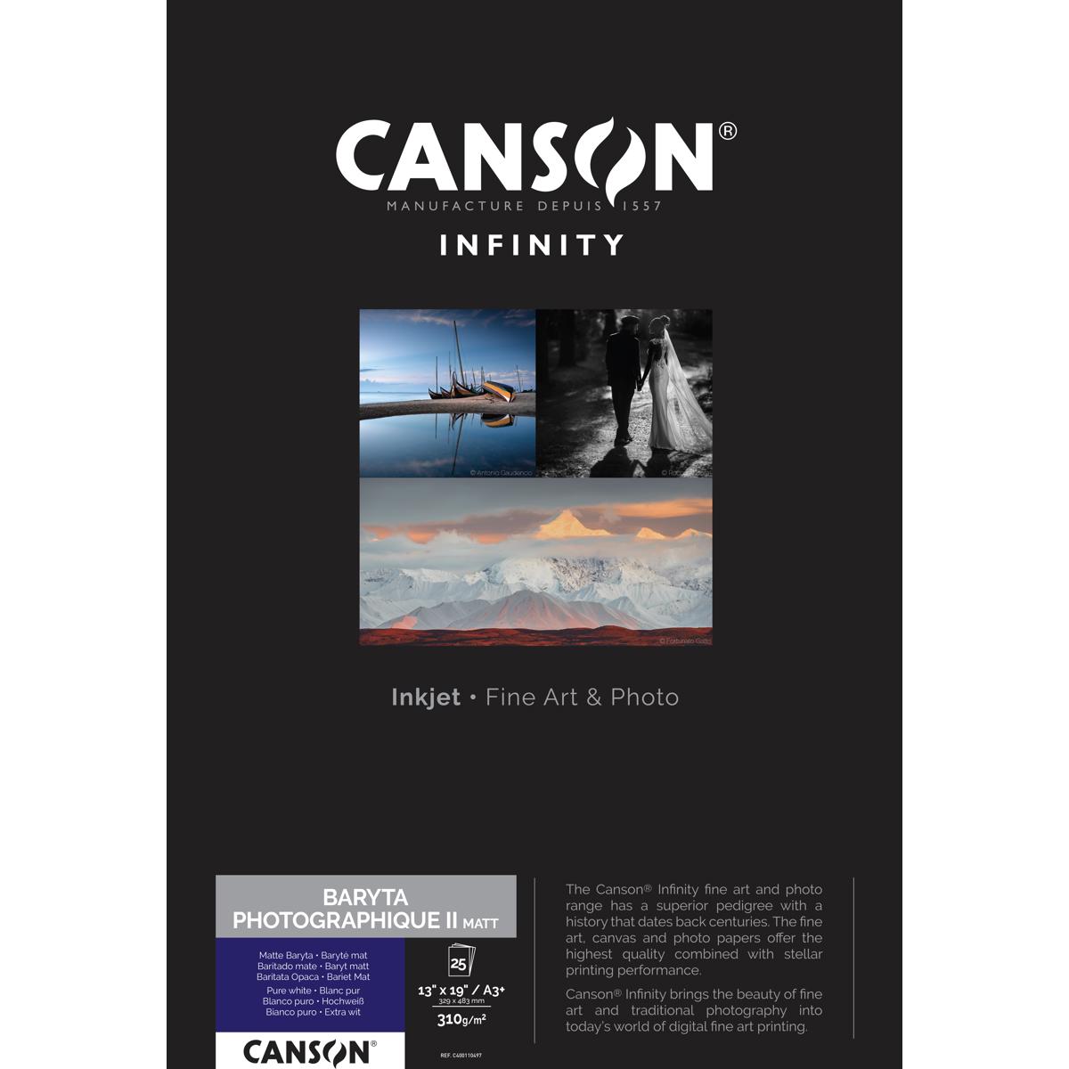 

Canson Infinity Baryta Photographique II Matte Paper, 310gsm, 13x19", 25 Sheets
