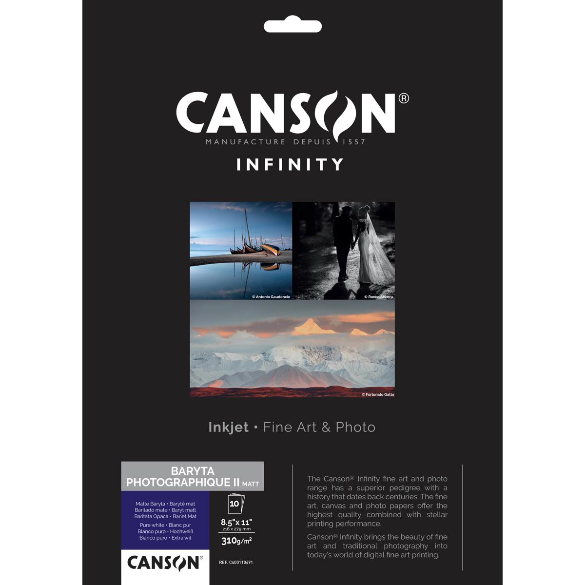 

Canson Infinity Baryta Photographique II Matte Paper, 310gsm, 8.5x11", 10 Sheets