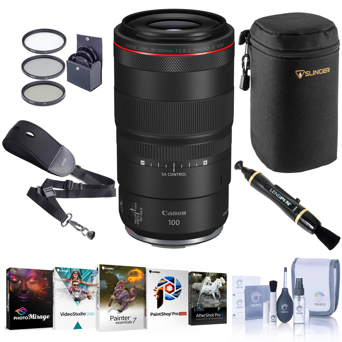 

Canon RF 100mm f/2.8 L Macro IS USM Lens with PC Software & Accessories Kit