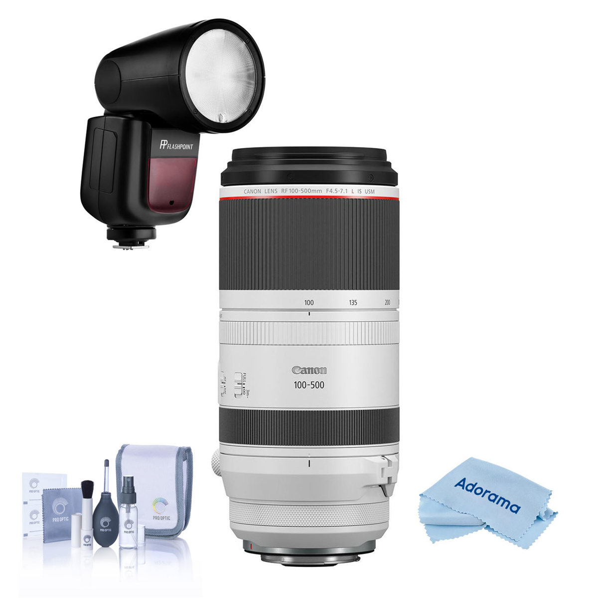 

Canon RF 100-500mm f/4.5-7.1 L IS USM Lens, Bundle w/Flashpoint Zoom Speedlight