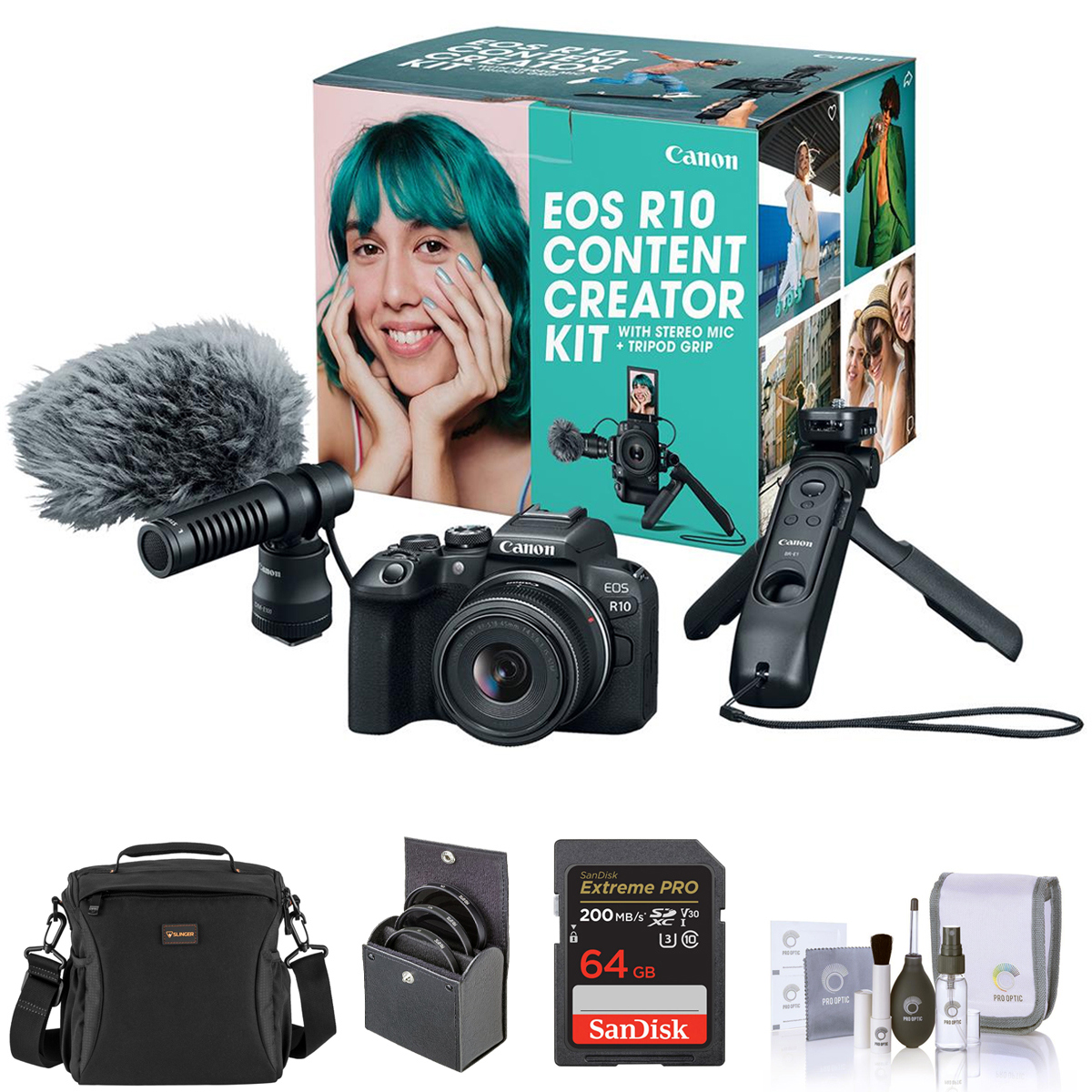 Image of Canon EOS R10 Mirrorless Camera w/18-45mm Lens Content Creator &amp; Accessory Kit