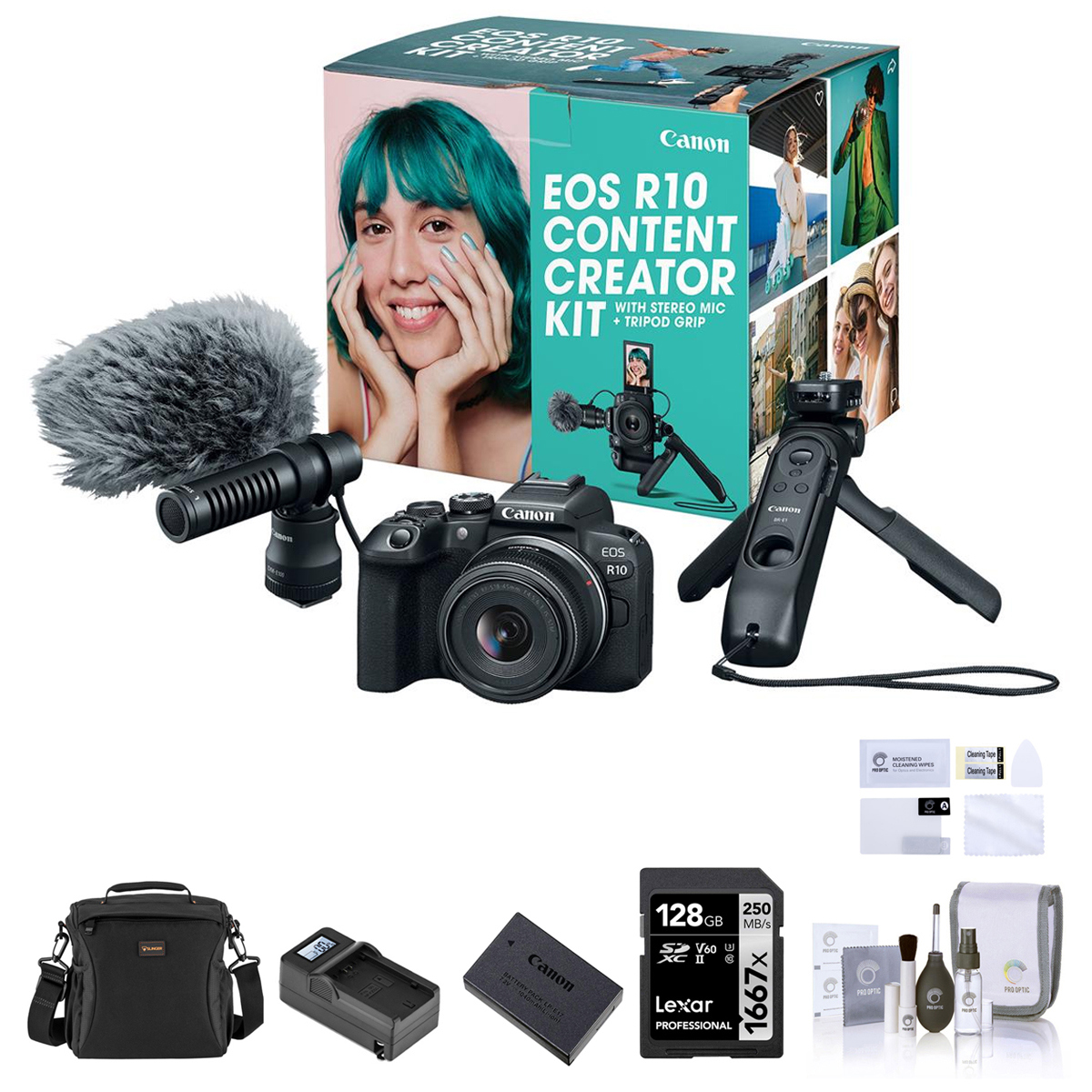 Image of Canon EOS R10 Mirrorless Camera w/18-45mm Lens Content Creator &amp; Essential Kit