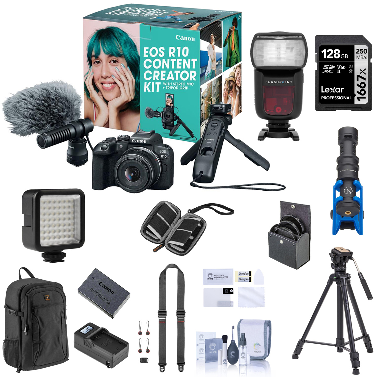 Image of Canon EOS R10 Mirrorless Camera w/18-45mm Lens Content Creator &amp; Photography Kit