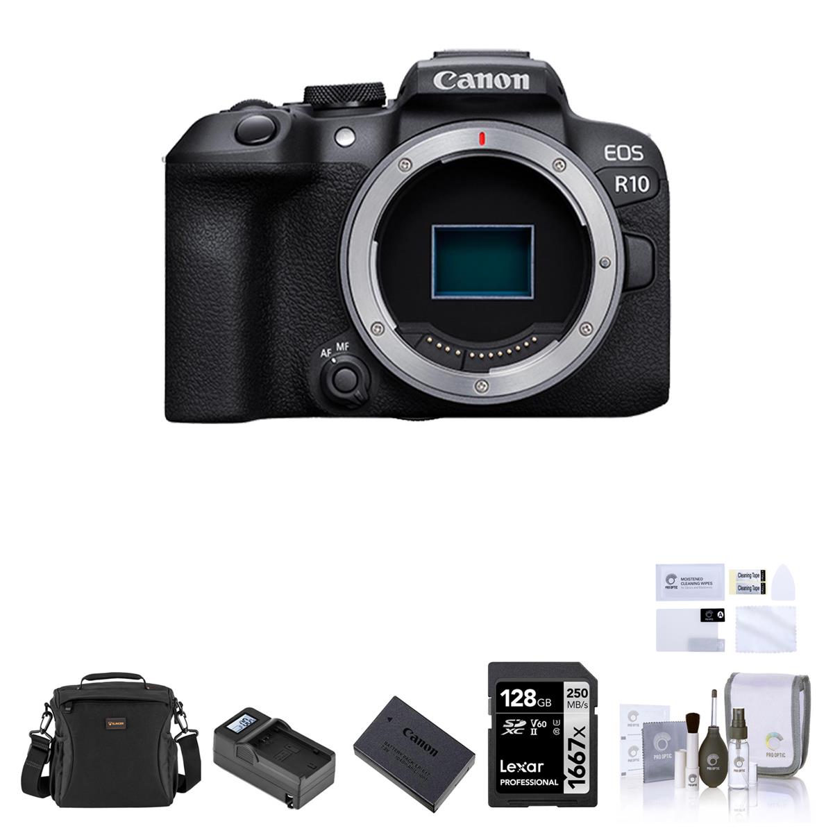 Image of Canon EOS R10 Mirrorless Digital Camera Body with Essential Accessories Kit
