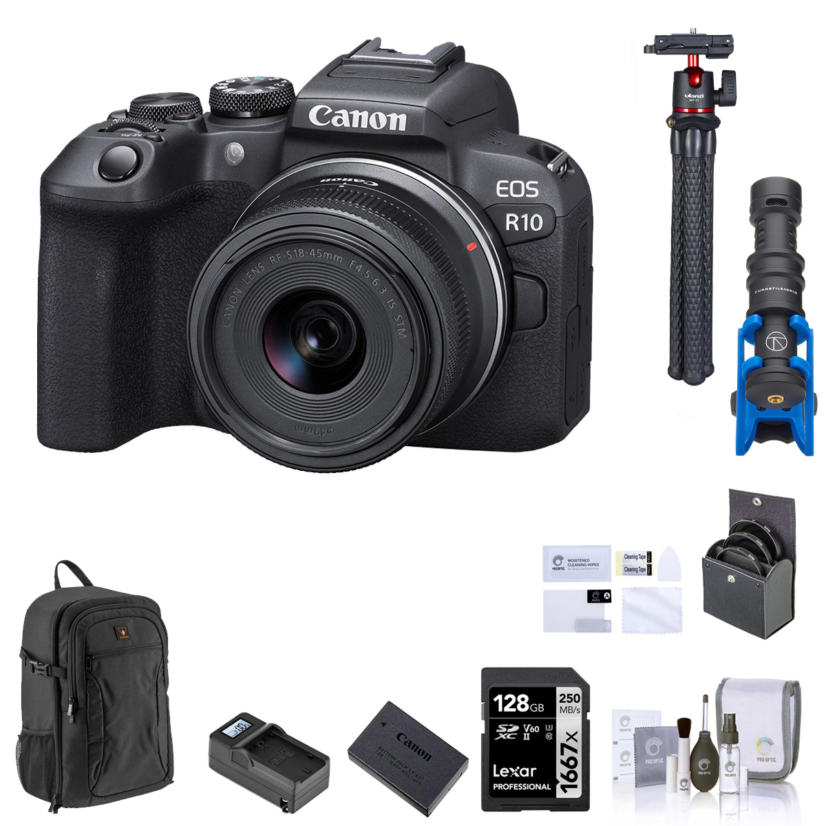 

Canon EOS R10 Mirrorless Camera with 18-45mm Lens w/Vlogger Accessories Kit