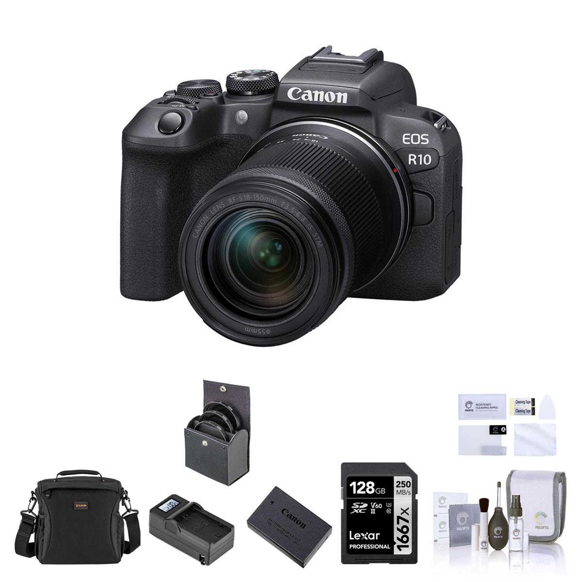 Image of Canon EOS R10 Mirrorless Camera with 18-150mm Lens w/Essential Accessories Kit