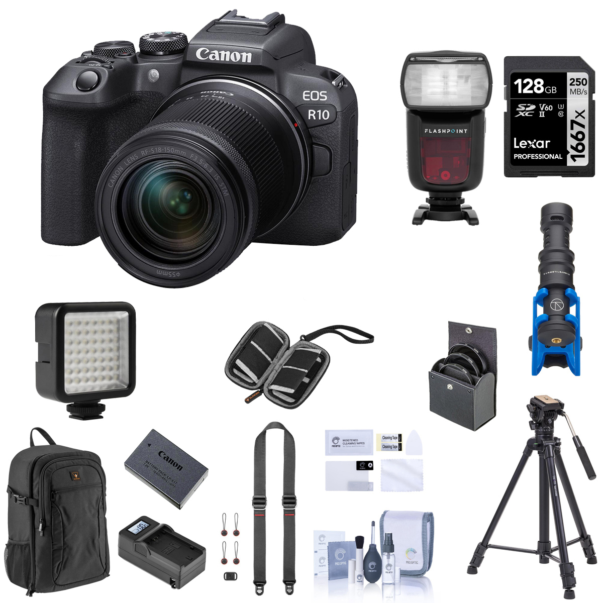 Image of Canon EOS R10 Mirrorless Camera with 18-150mm Lens w/Photography Accessories Kit